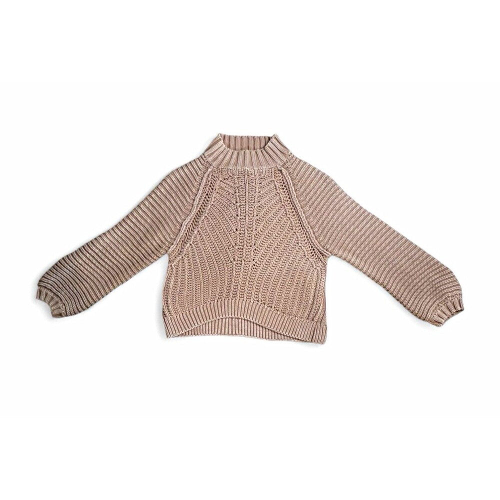 Free People Sweetheart Mock Neck Sweater Size S Sand Castle Beige Rib Knit